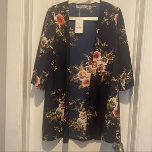 Navy Floral Kimono